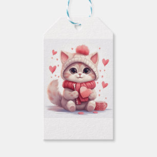 Étiquettes-cadeau Cute Valentine kitty