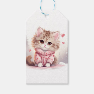 Étiquettes-cadeau Cute Valentine kitty