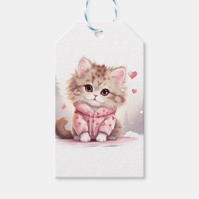 Étiquettes-cadeau Cute Valentine kitty (Devant)