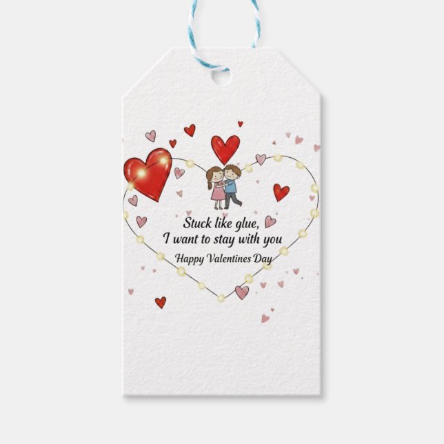 Étiquettes-cadeau Cute Valentine's day couple hearts custom (Devant)