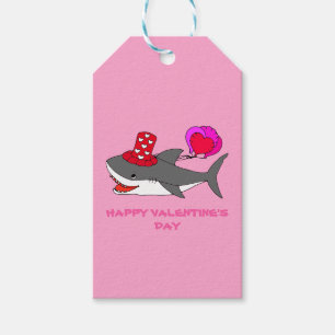 Étiquettes-cadeau Cute Valentine's Day Shark