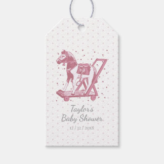 Étiquettes-cadeau Cute Vintage Pink Hobby Horse Pattern