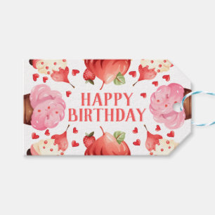 Étiquettes-cadeau Cute Watercolor Crème de glace Joyeux anniversaire