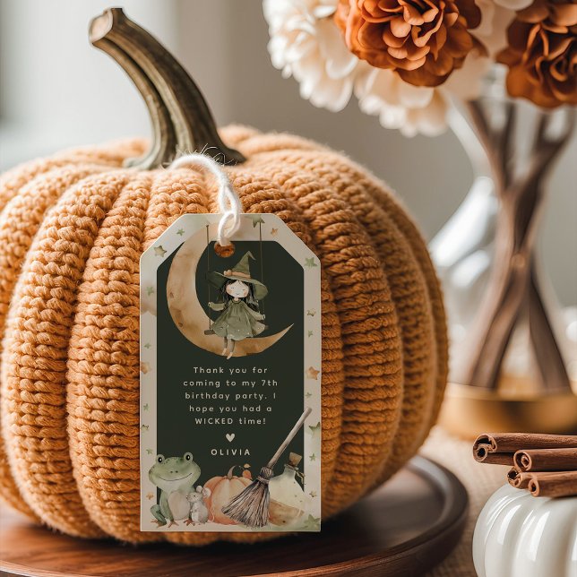 Étiquettes-cadeau Cute Witch Kids Halloween Birthday Favor (Créateur téléchargé)