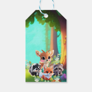 Étiquettes-cadeau Cute Woodland amis renard skunk raccoon cerf