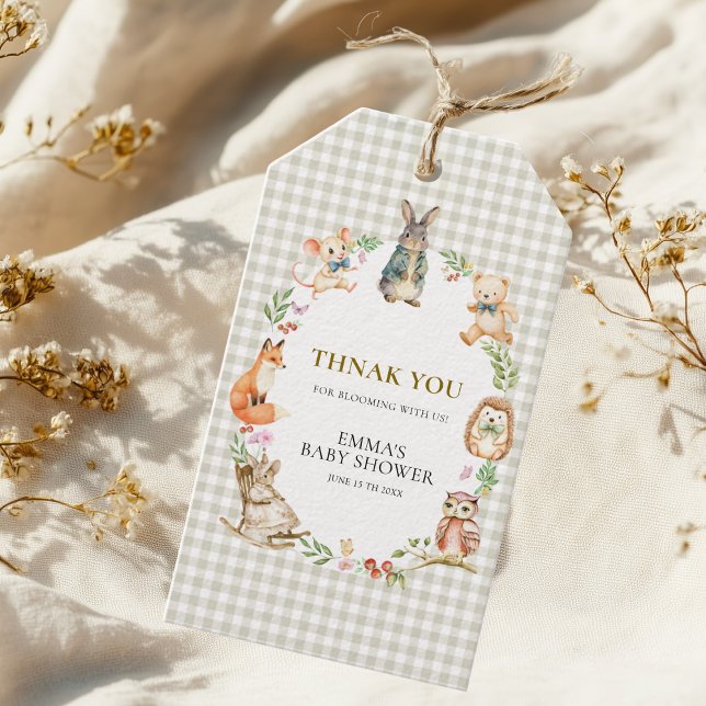 Étiquettes-cadeau Cute Woodland Animals Baby Shower Thank You (Créateur téléchargé)
