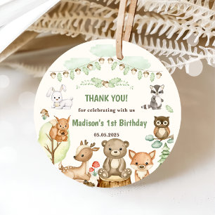 Étiquettes Cadeau Cute Woodland Animaux 1er anniversaire
