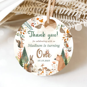Étiquettes Cadeau Cute Woodland Animaux 1er anniversaire