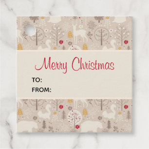 Étiquettes Cadeau Cute Woodland Animaux Nordic Motif Noël
