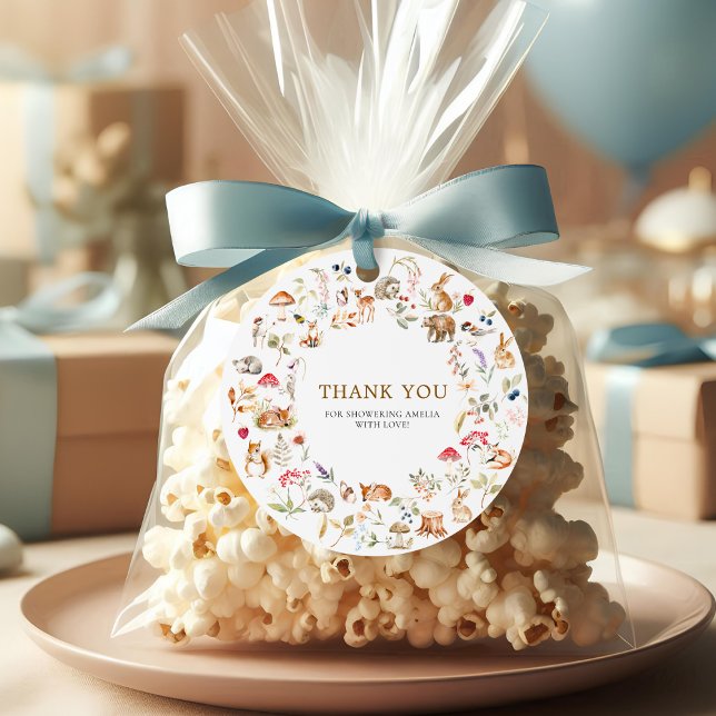 Étiquettes Cadeau Cute Woodland Forest Animals Baby Shower (Créateur téléchargé)