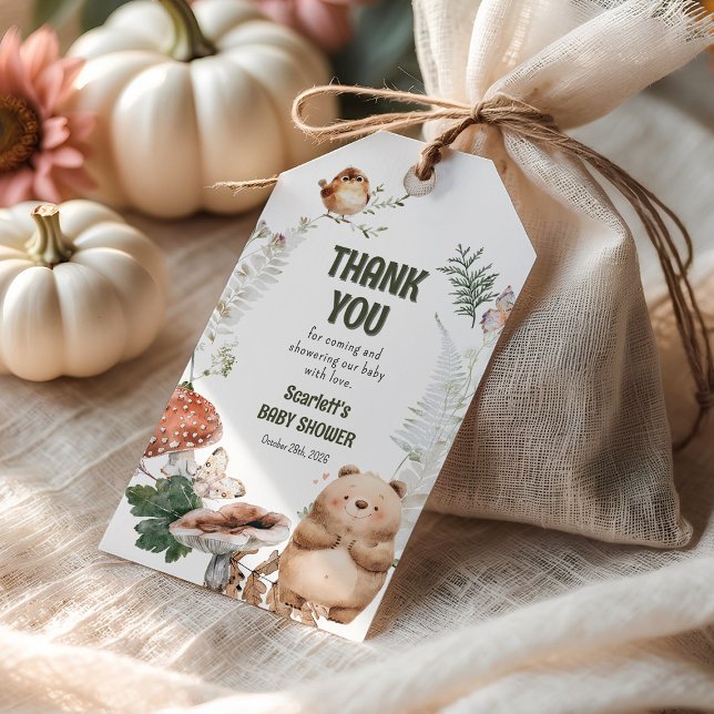 Étiquettes-cadeau Cute Woodland Friends Baby shower Favoriser (Créateur téléchargé)