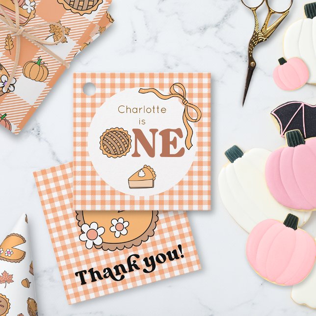 Étiquettes Cadeau Cutie Pie Pumpkin 1st Birthday Thank You (Créateur téléchargé)