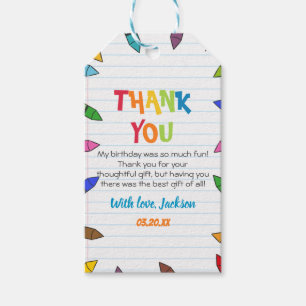 Étiquettes-cadeau Cuties Crayon Art Papier Coloré Fête Anniversaire