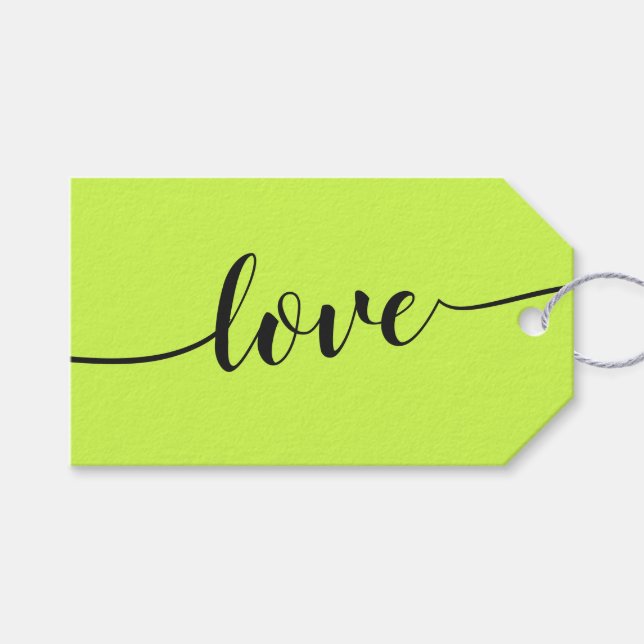 Étiquettes-cadeau Cyber Lime Jet Black Cheers Simple Love (Devant (Horizontal))