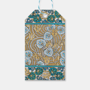 Étiquettes-cadeau cyclamen bleu art nouveau fleur botanique