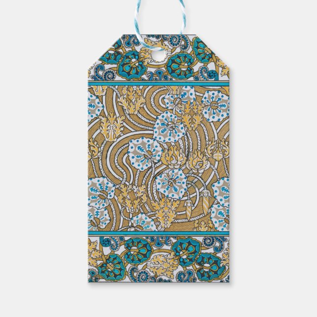 Étiquettes-cadeau cyclamen bleu art nouveau fleur botanique (Devant)