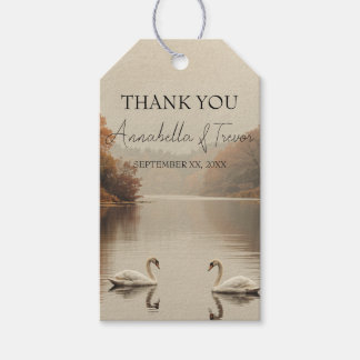Étiquettes-cadeau Cygnes d'automne Romantique Lac en mariage d'autom