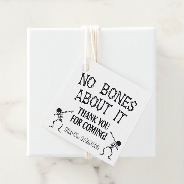 Étiquettes Cadeau Dabbing Skeleton Halloween Anniversaire Merci (En situation)