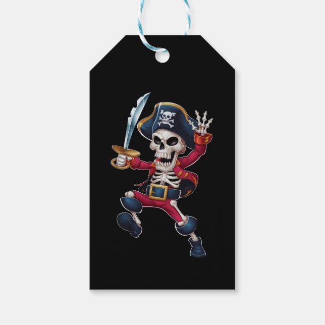 Étiquettes-cadeau Dabbing Skeleton Pirate Halloween Jolly roger pour (Dos)