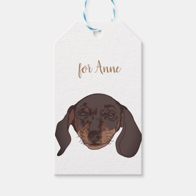 Étiquettes-cadeau Dachshund chien Portrait personnalisé (Devant)