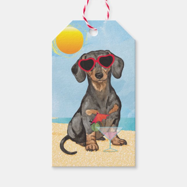 Étiquettes-cadeau Dachshund d'été (Devant)