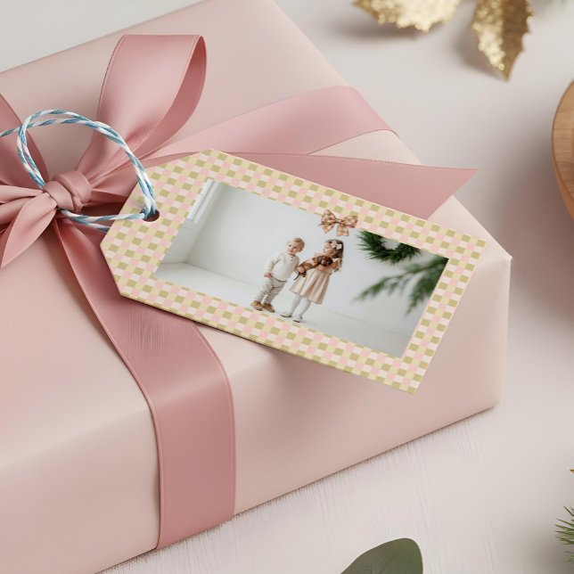 Étiquettes-cadeau Dachshund Dog Christmas Checkered Sweater Photo (Dachshund Dog Christmas Checkered Sweater Photo Gift Tags)