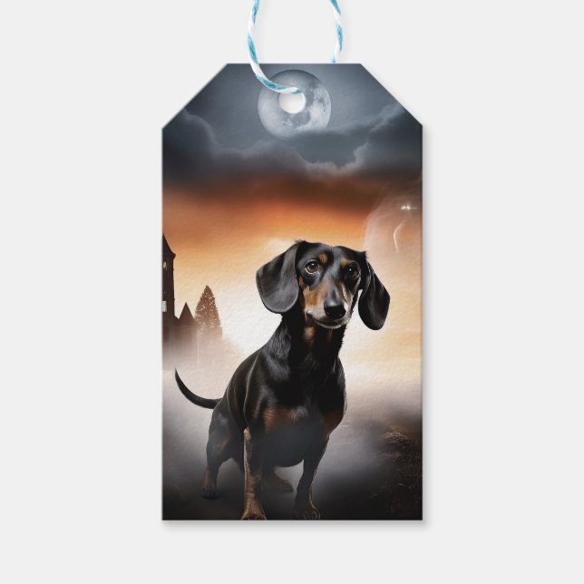 Étiquettes-cadeau Dachshund Halloween Épouvantable (Devant)