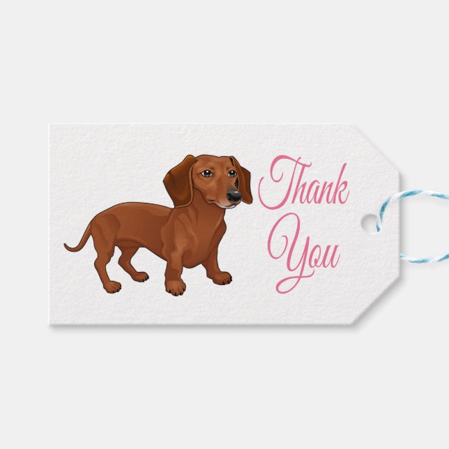 Étiquettes-cadeau Dachshund Merci de chien chiot Brown (Devant (Horizontal))