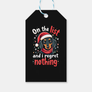 Étiquettes-cadeau Dachshund Père Noël sur la liste des vilains Dachs