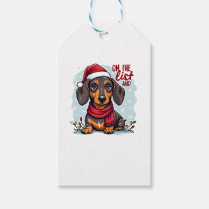 Étiquettes-cadeau Dachshund Père Noël sur la liste des vilains Dachs