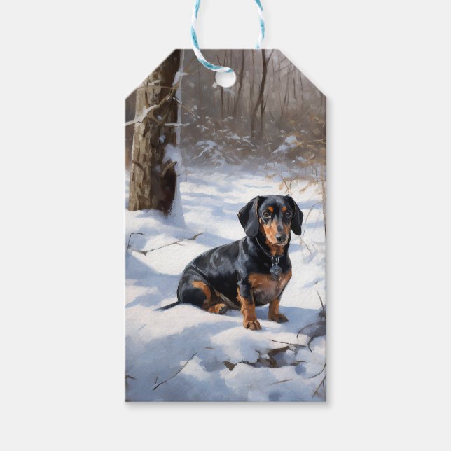 Étiquettes-cadeau Dachshund Qu'Il Neige Noël (Devant)