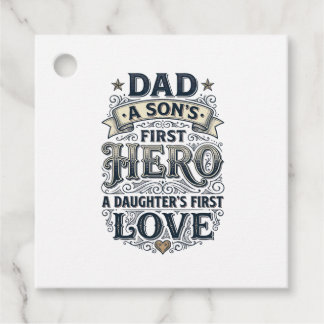 Étiquettes Cadeau Dad Son Hero Daughter Love Vintage Typography Shir