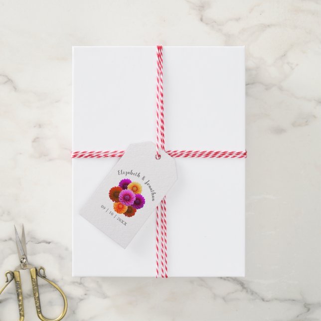 Étiquettes-cadeau Dahlia Mariage d'automne (Avec de la ficelle)
