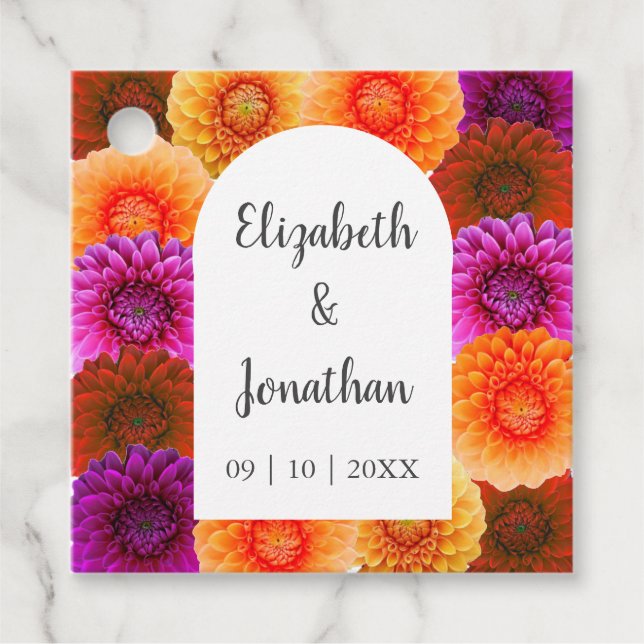 Étiquettes Cadeau Dahlia Mariage d'automne (Devant)