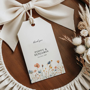 Étiquettes-cadeau Dainty Floral Fleur sauvage Merci Mariage