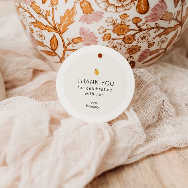 Étiquettes Cadeau Dainty Lemon Merci d'anniversaire (Créateur téléchargé)