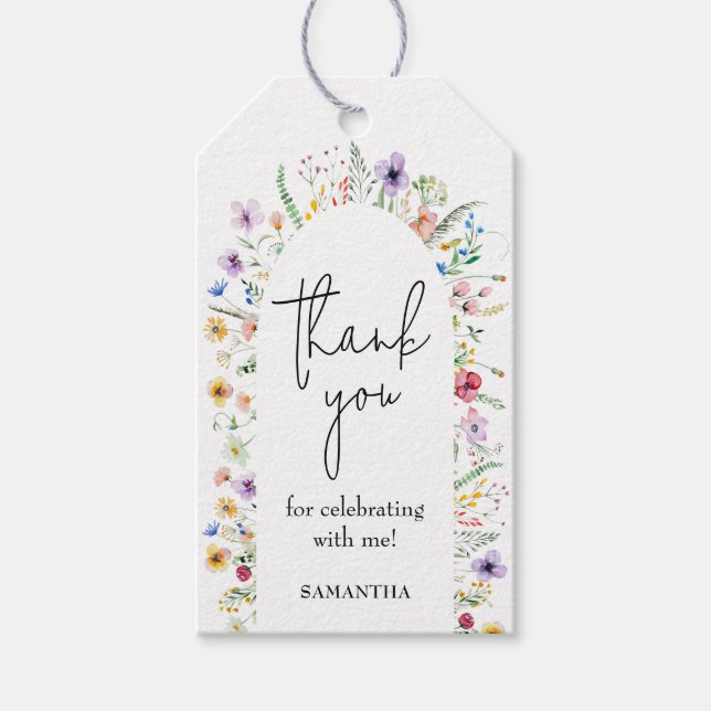 Étiquettes-cadeau Dainty Wildflower Fête de Mariage (Devant)