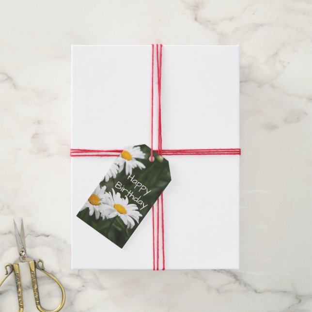Étiquettes-cadeau Daisy Anniversaire Sujet cadeau (Avec de la ficelle)