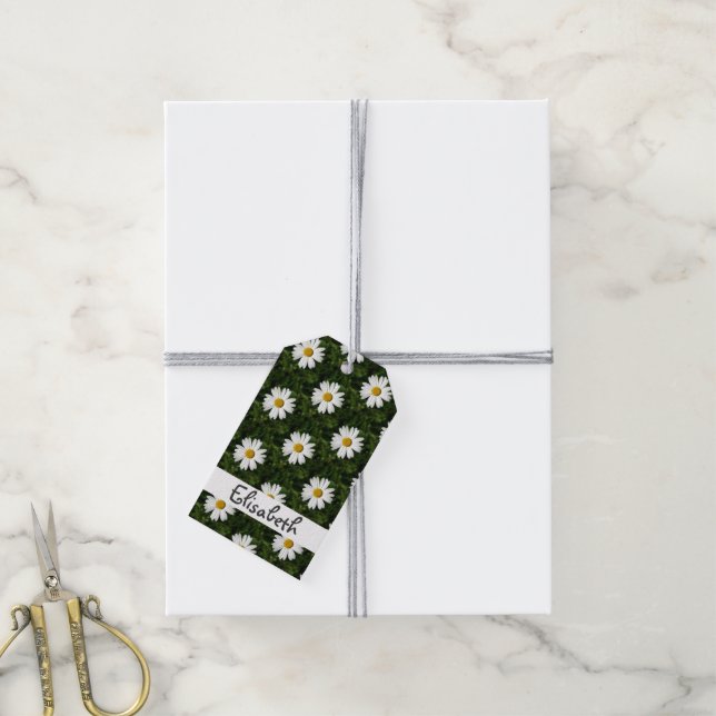 Étiquettes-cadeau Daisy Bloom sans couture motif + vos idées (Avec de la ficelle)