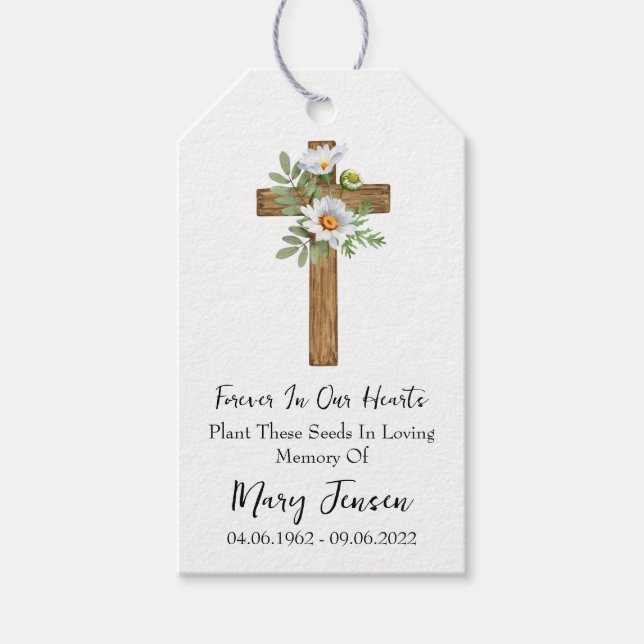 Étiquettes-cadeau Daisy Cross Memorial Funeral Seed Packet  (Devant)