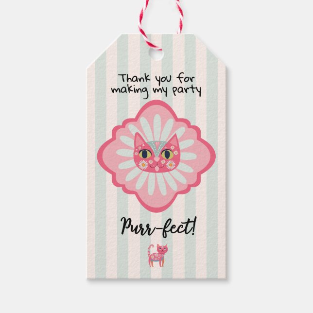 Étiquettes-cadeau Daisy Kitty Visage Purr-fect Anniversaire (Devant)