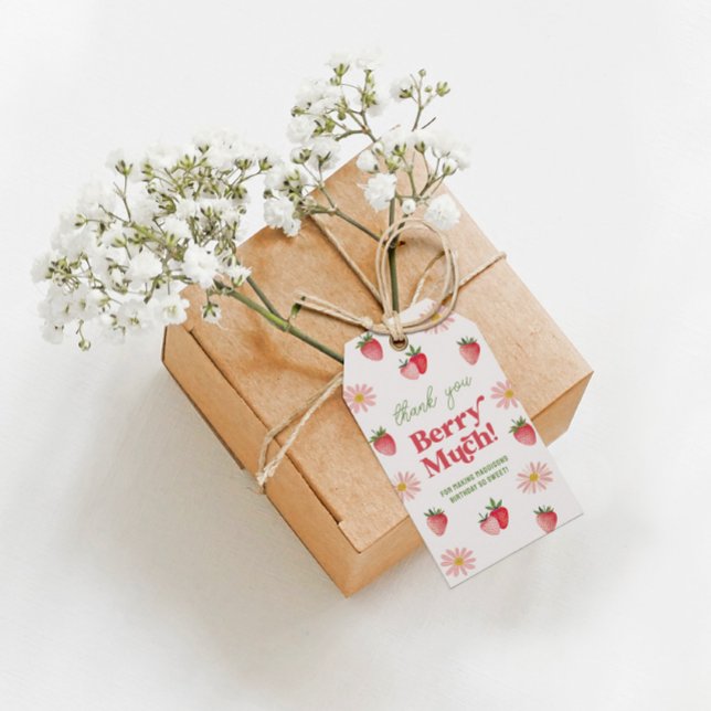 Étiquettes-cadeau Daisy rose et rouge Merci beaucoup pour ce jour d' (Créateur téléchargé)