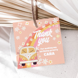 Étiquettes Cadeau Daisy Super Deux Carré de fête d'anniversaire