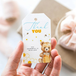 Étiquettes-cadeau Daisy Teddy Bear Baby shower moderne Merci