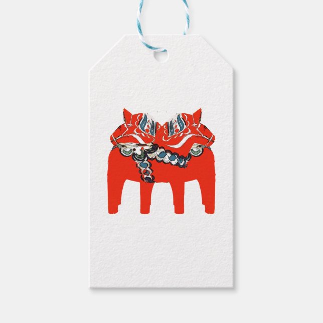 Étiquettes-cadeau Dala suédois Cheval Vêtements et cadeaux (Devant)