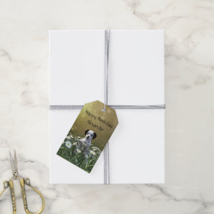 Étiquettes-cadeau Dalmatien mignon dans les pâquerettes
