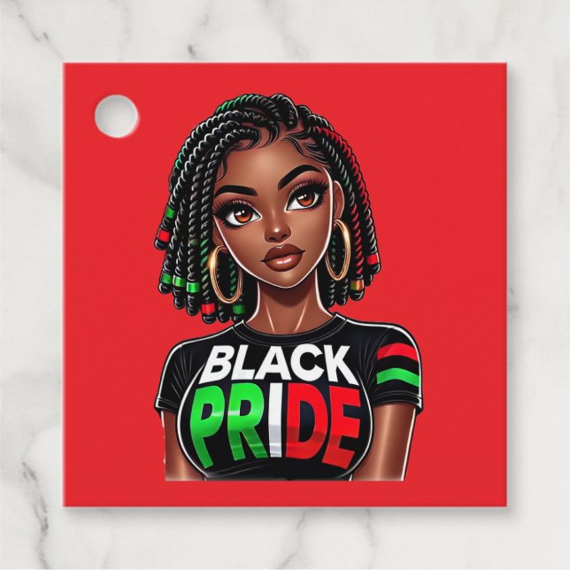 Étiquettes Cadeau Dame de Black Pride (Devant)
