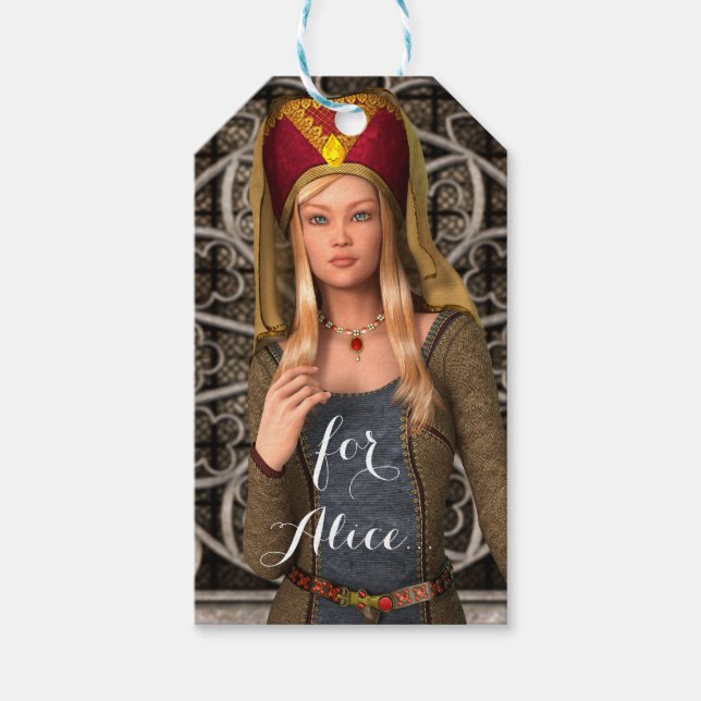 Étiquettes-cadeau Dame médiévale (Devant)