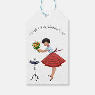 Étiquettes-cadeau Dame Vintage aux fleurs 1950