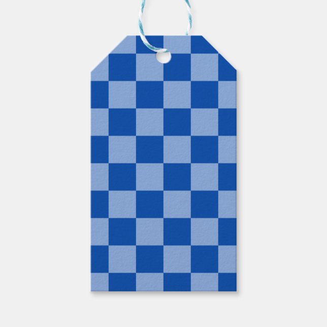Étiquettes-cadeau Damier Bleu de Cobalt (Devant)